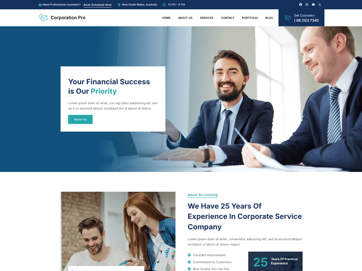 Gutenify Corporation theme screenshot