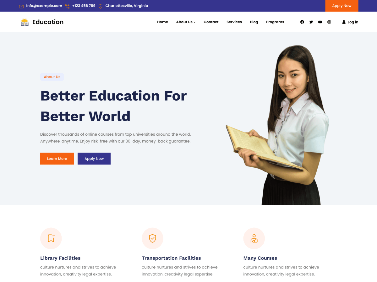 Gutenify Education theme screenshot