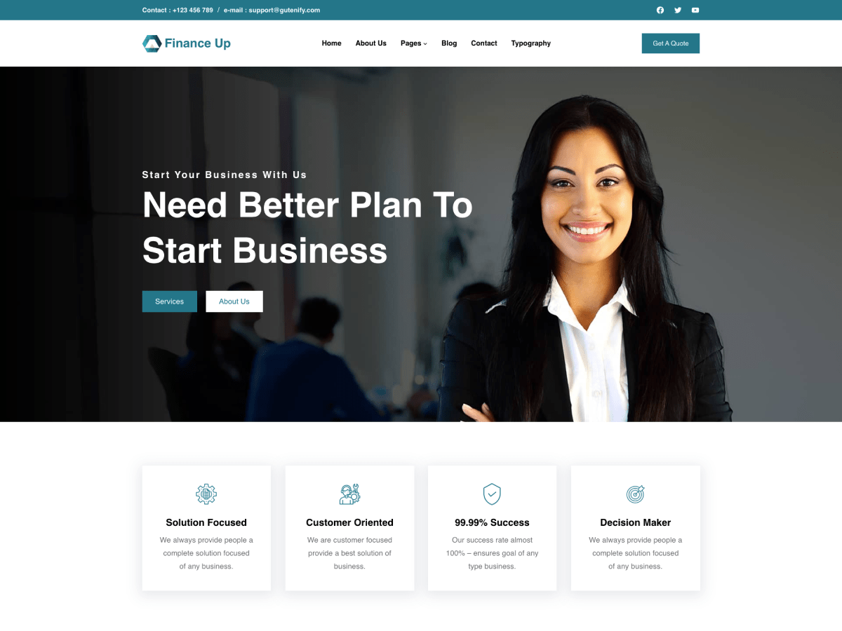 Gutenify Finance theme screenshot