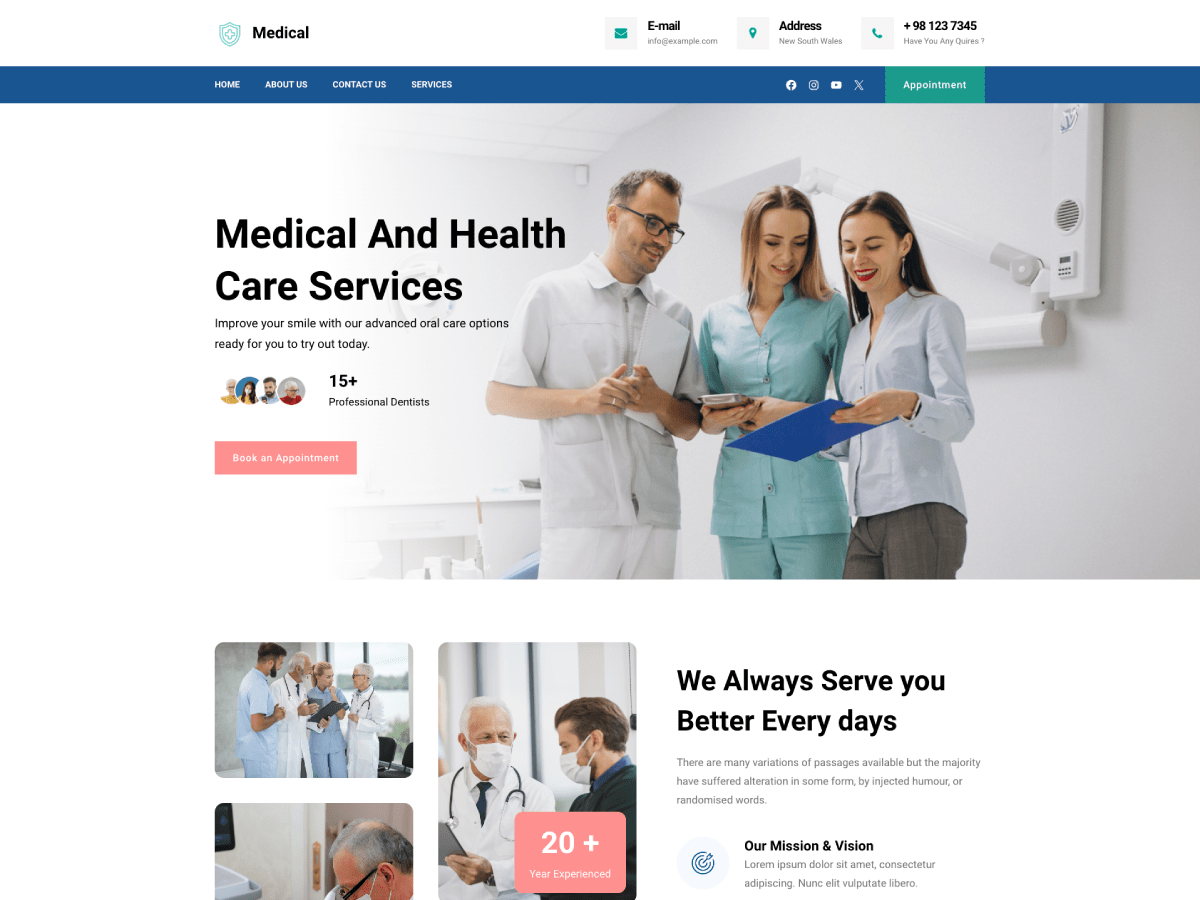 Gutenify Health Clinic theme screenshot