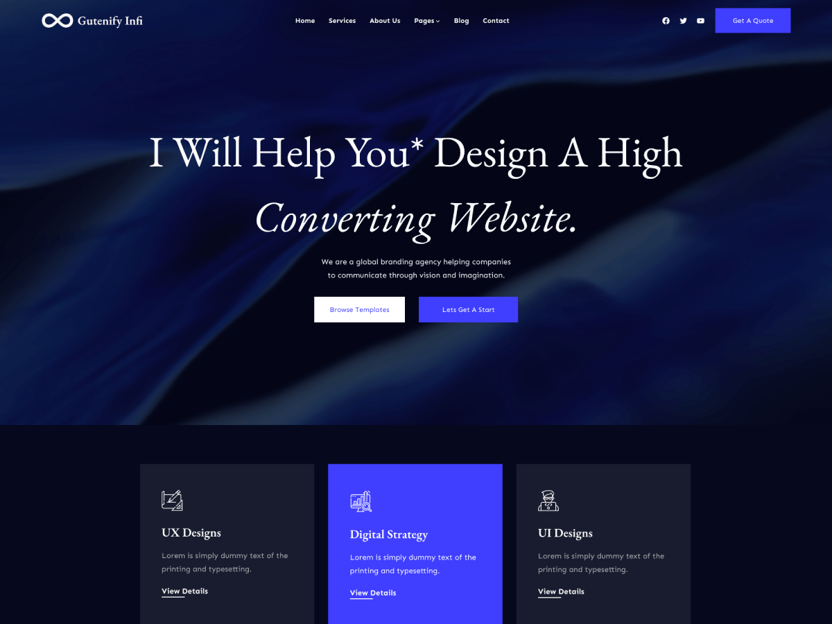 Gutenify Infi theme screenshot