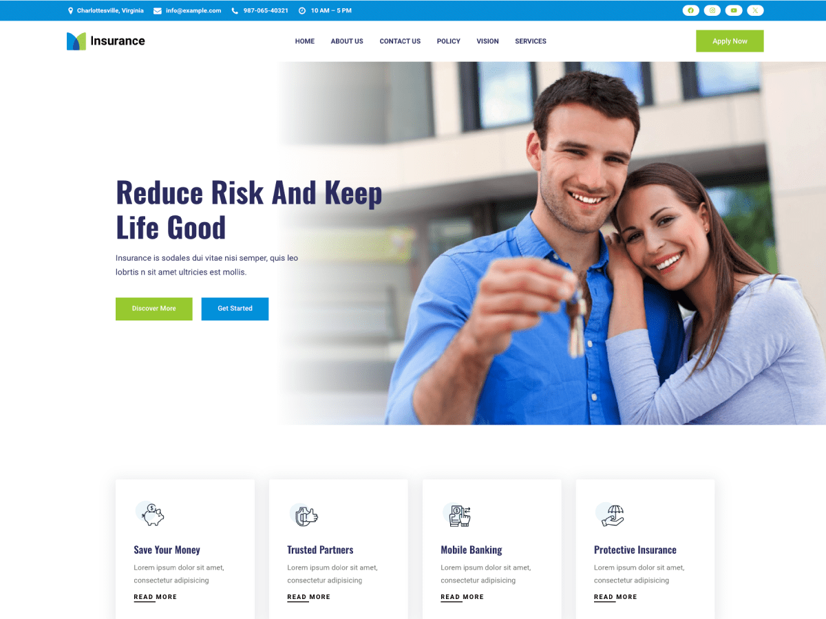 Gutenify Insurance theme screenshot