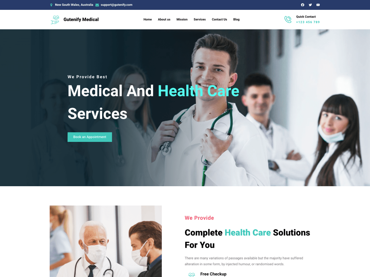 Gutenify Medical theme screenshot