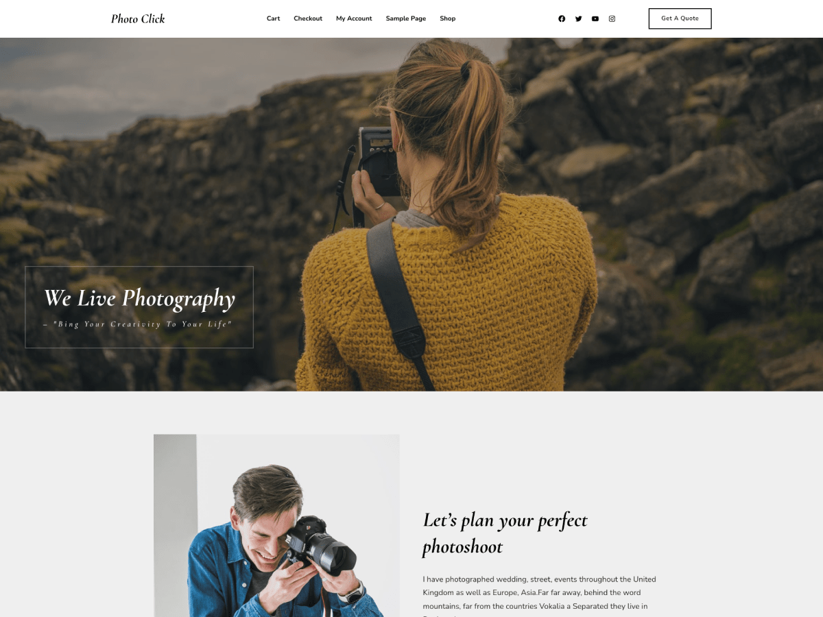 Gutenify Photo Click theme screenshot