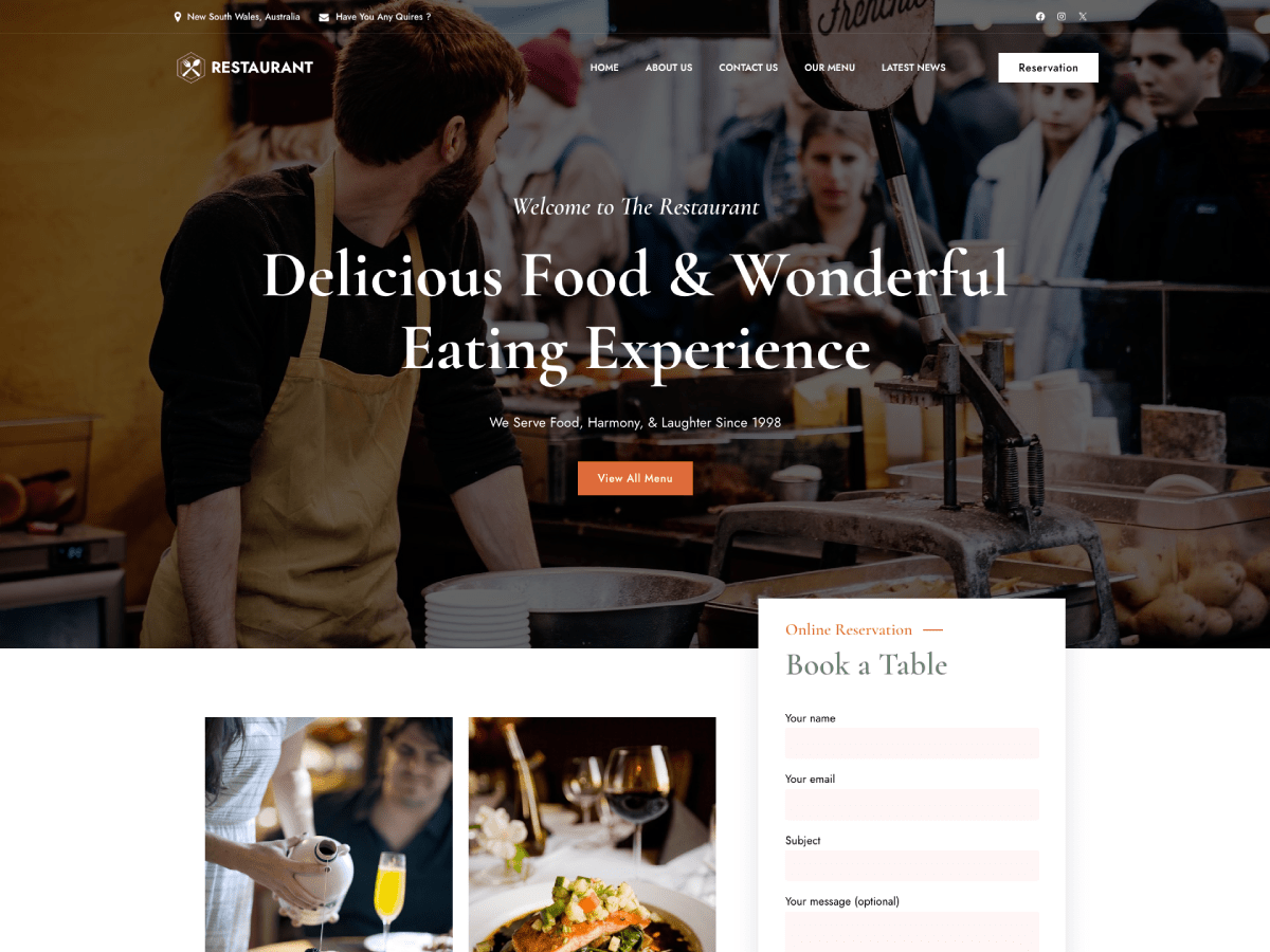 Gutenify Restaurant theme screenshot