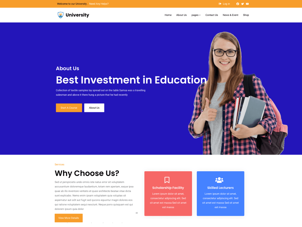 Gutenify University theme screenshot