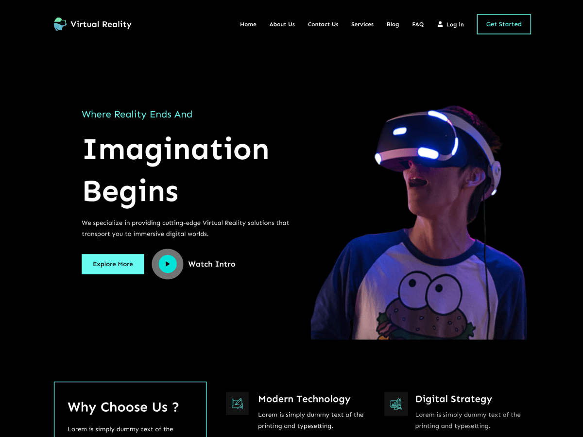 Gutenify Virtual Reality theme screenshot