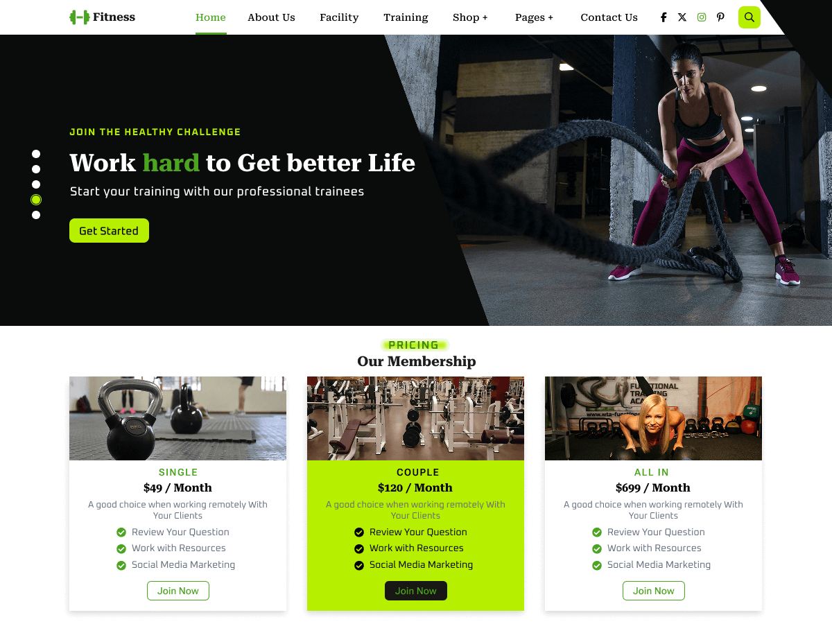 Gym Coach theme screenshot