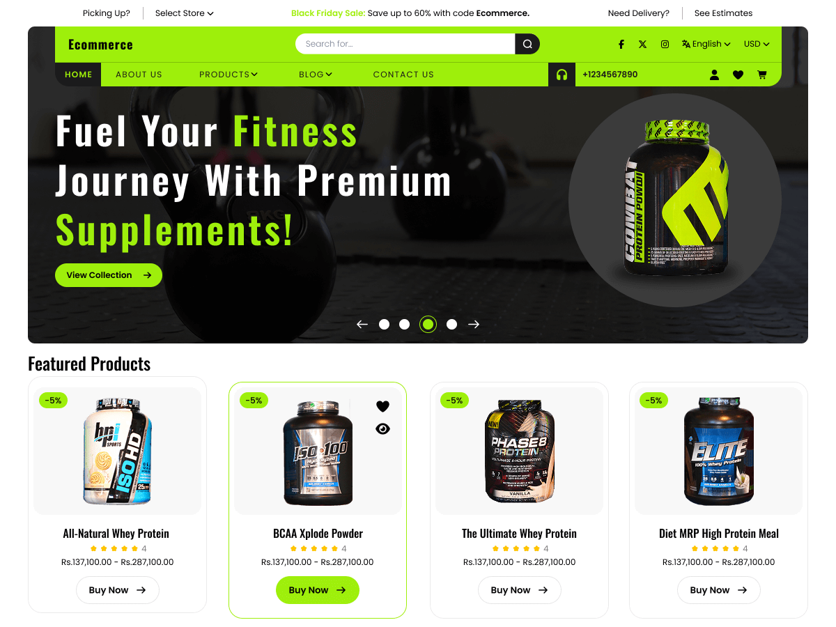 Gym Nutrition Shop theme screenshot