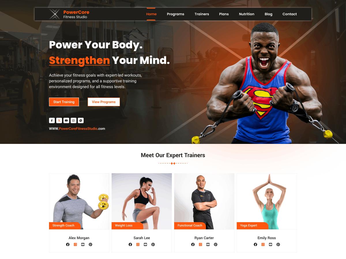 Gym Training Center theme screenshot