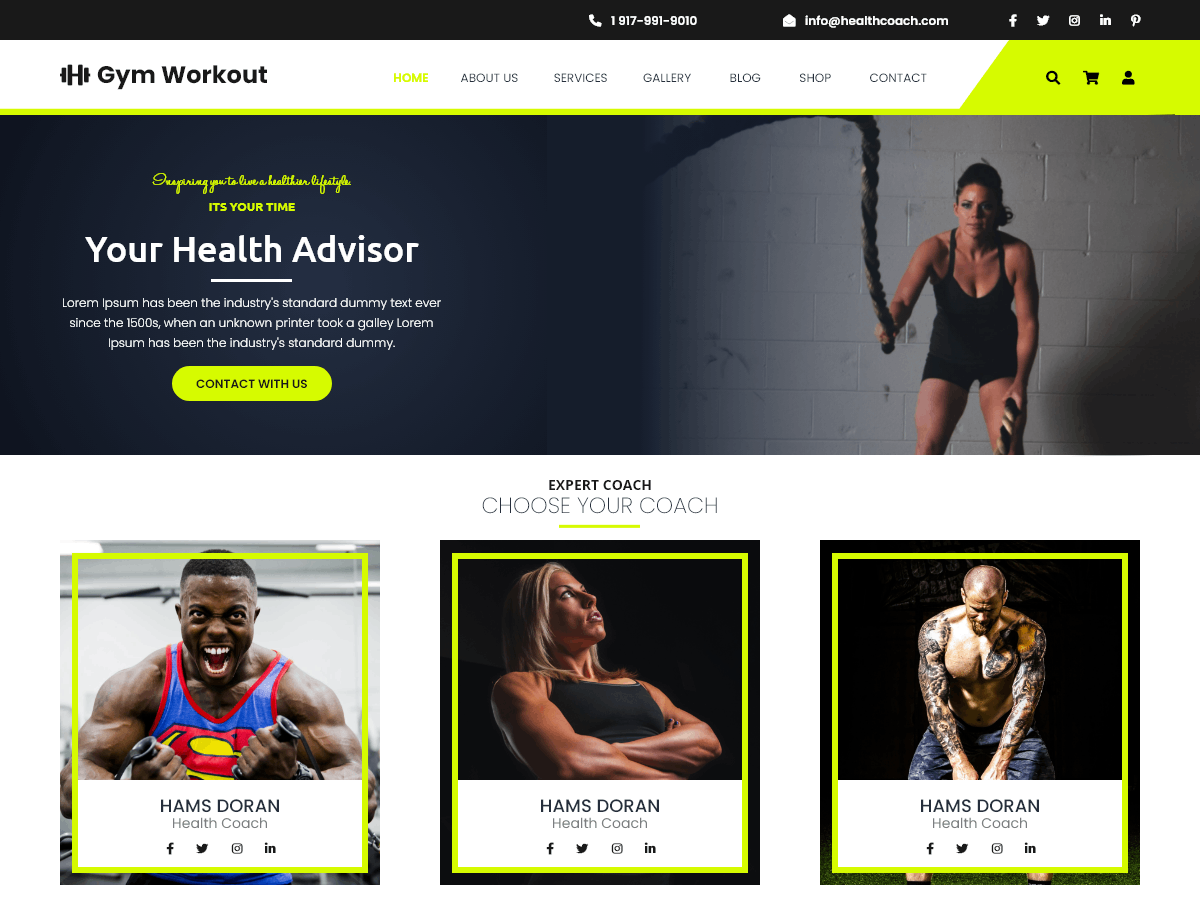 Gym Workout theme screenshot