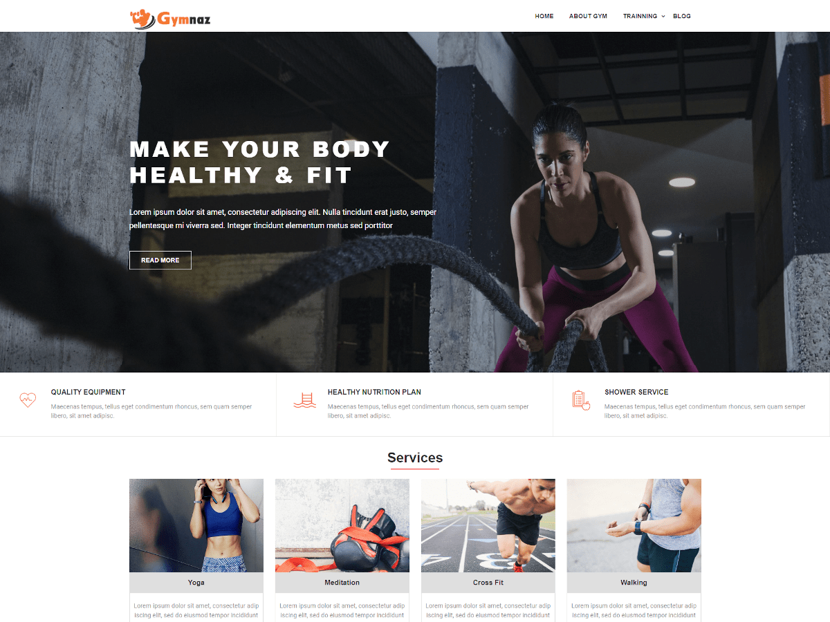 GYM WT theme screenshot