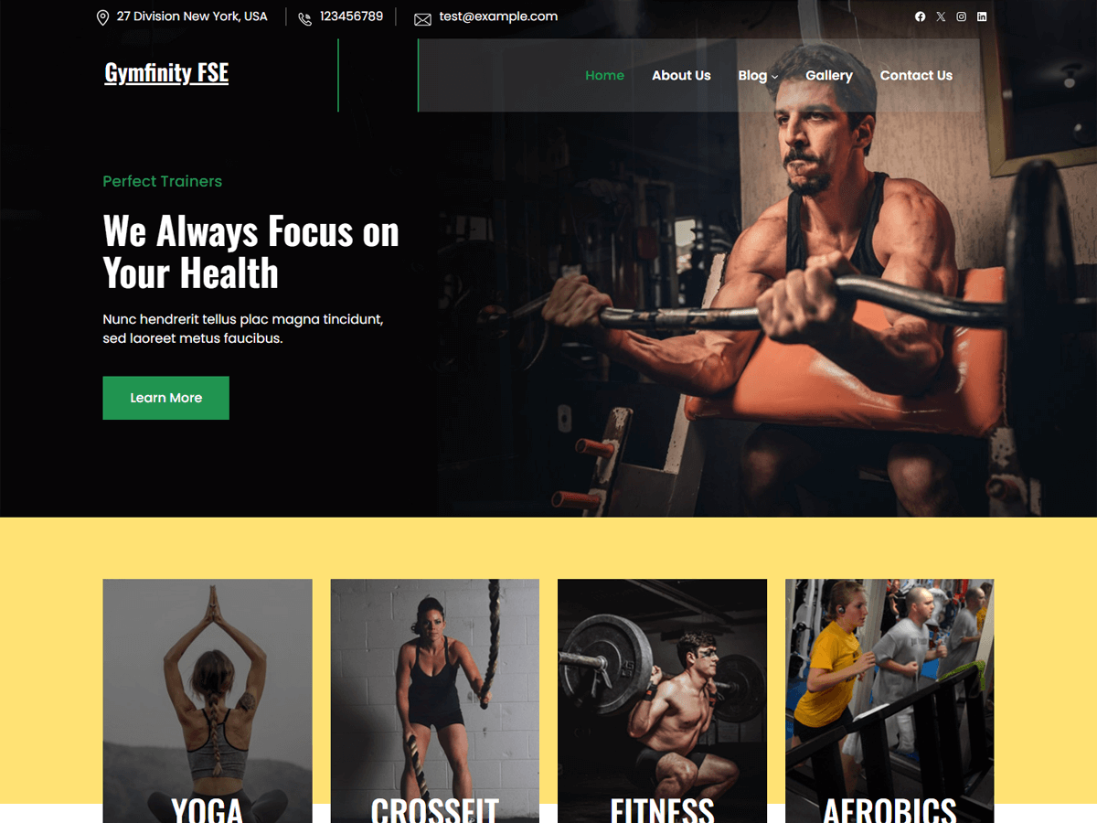 Gymfinity FSE theme screenshot