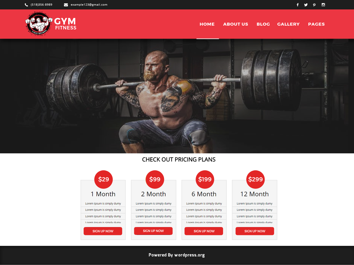 Gymfitness theme screenshot