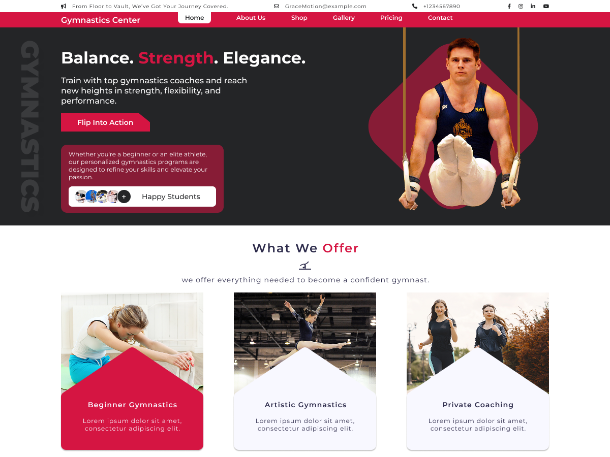 Gymnastics Center theme screenshot