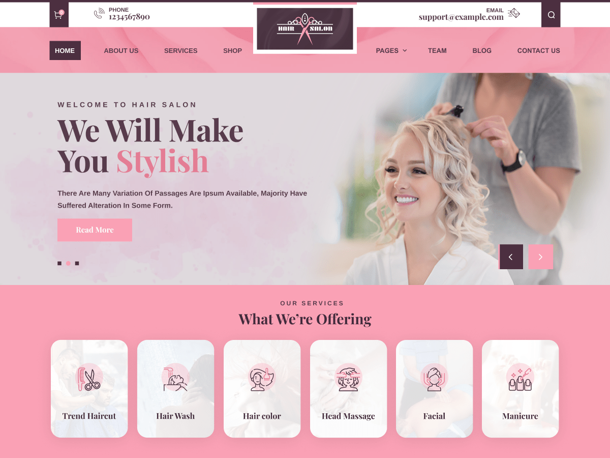 Hair Spa Salon theme screenshot