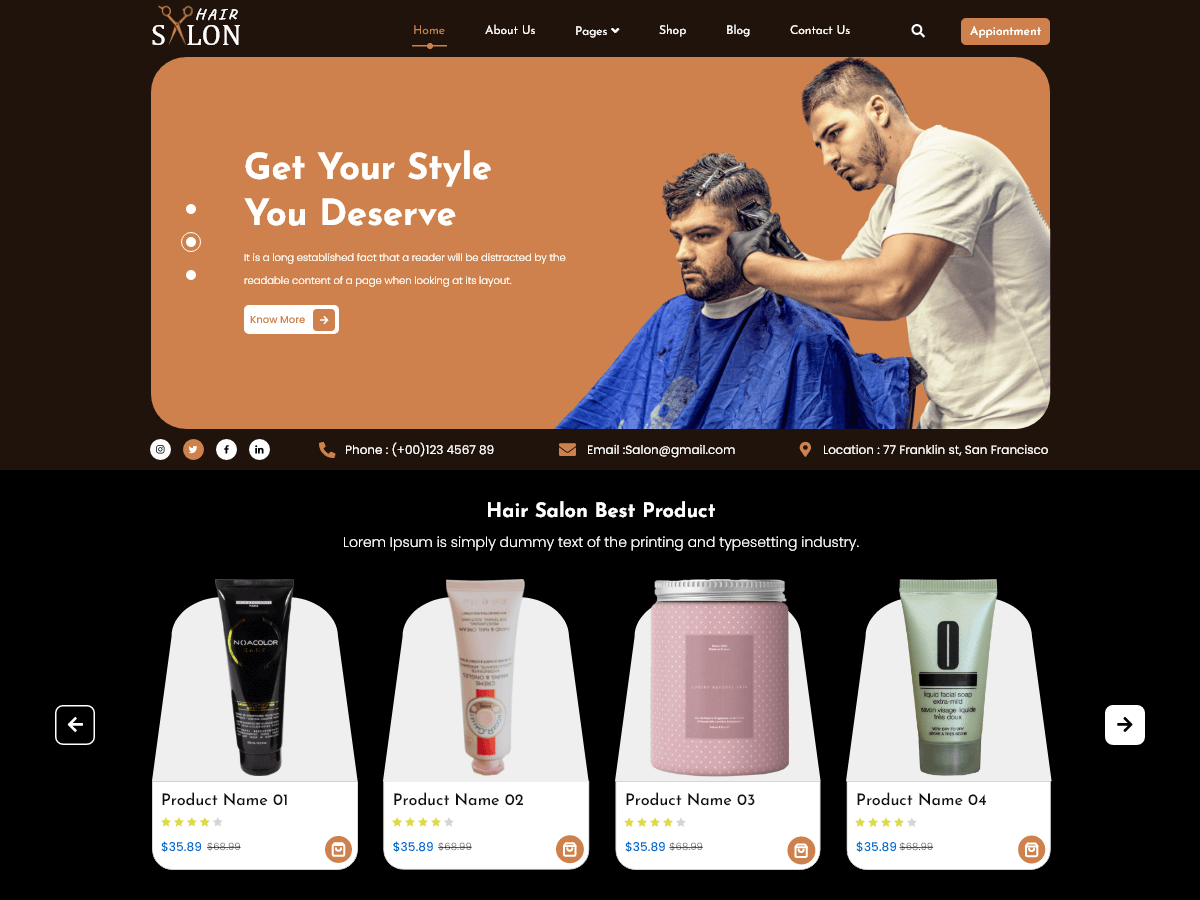 Hairstylist Salon theme screenshot
