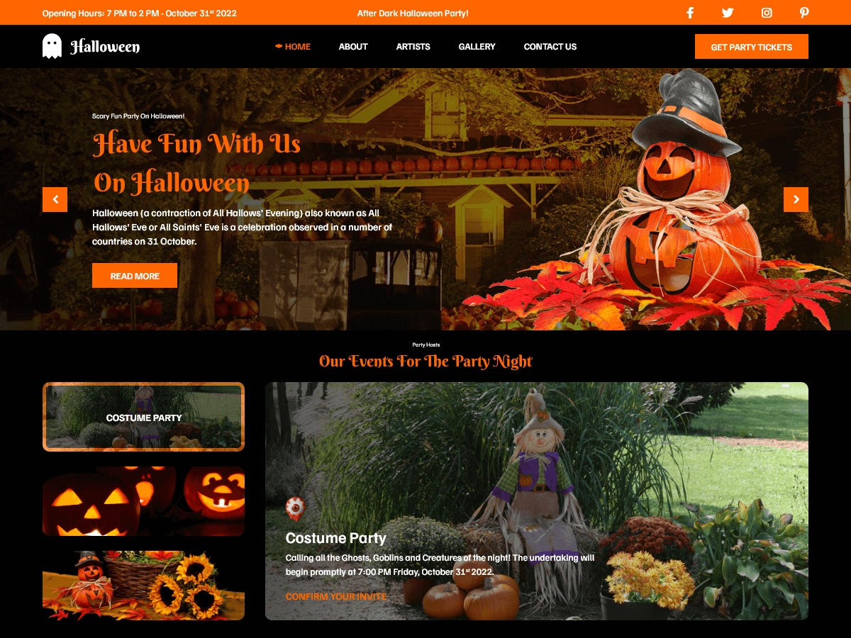 Halloween Party theme screenshot