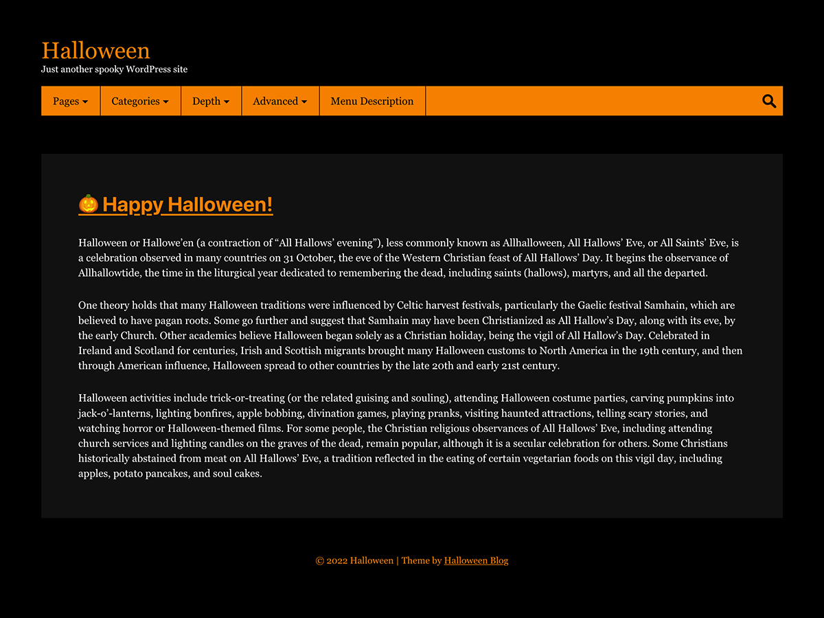 Halloween theme screenshot