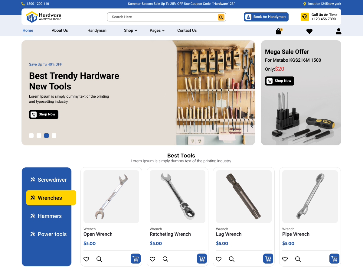 Hardware Dealer theme screenshot