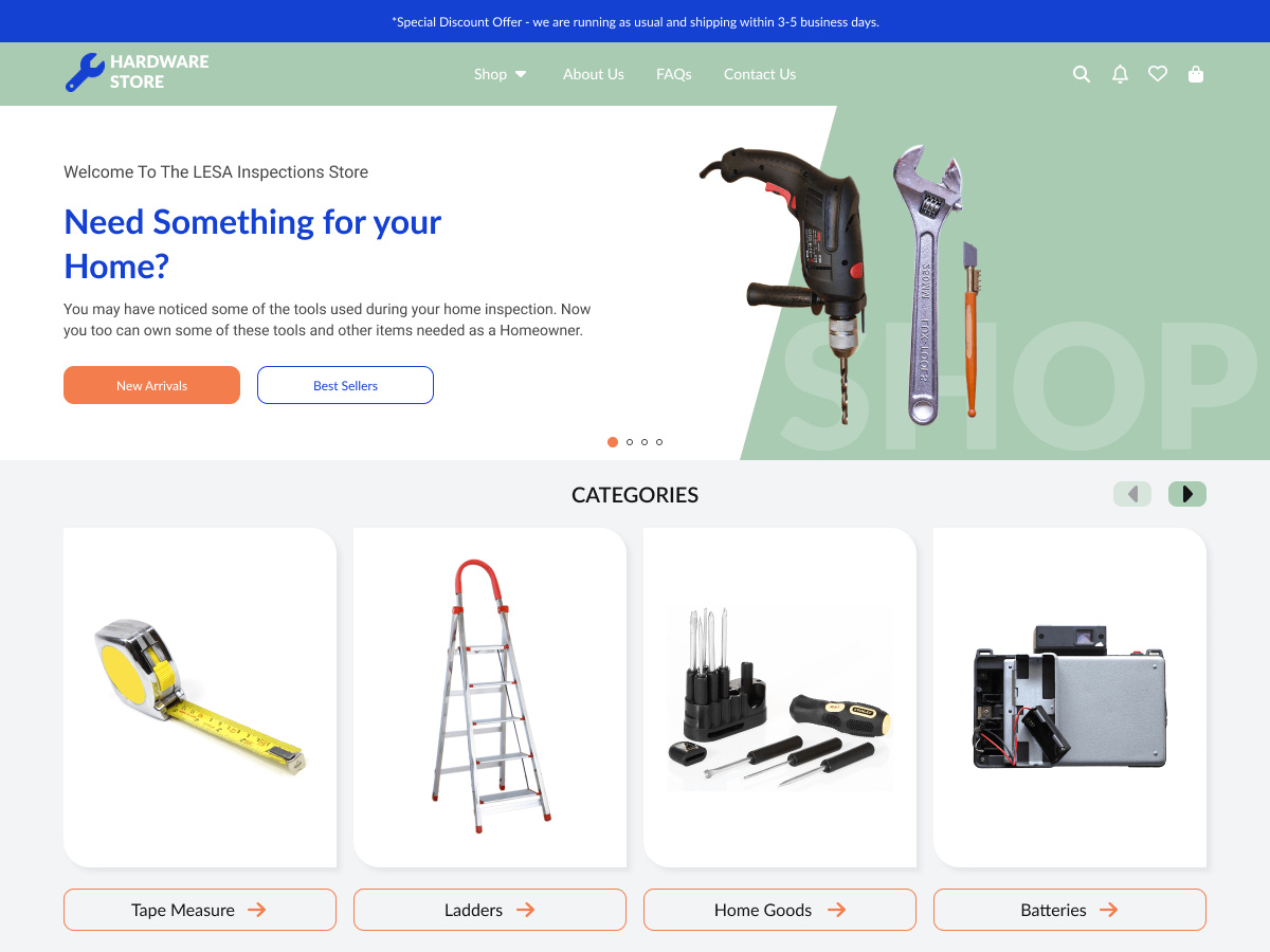 Hardware Store Hub theme screenshot