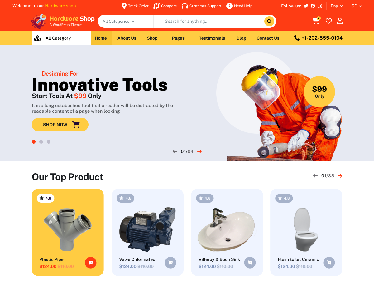 Hardware Tools Store theme screenshot