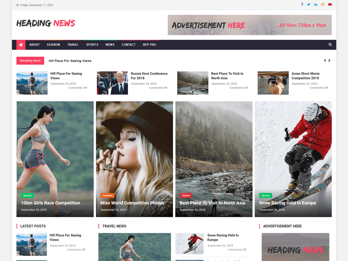 Heading News theme screenshot