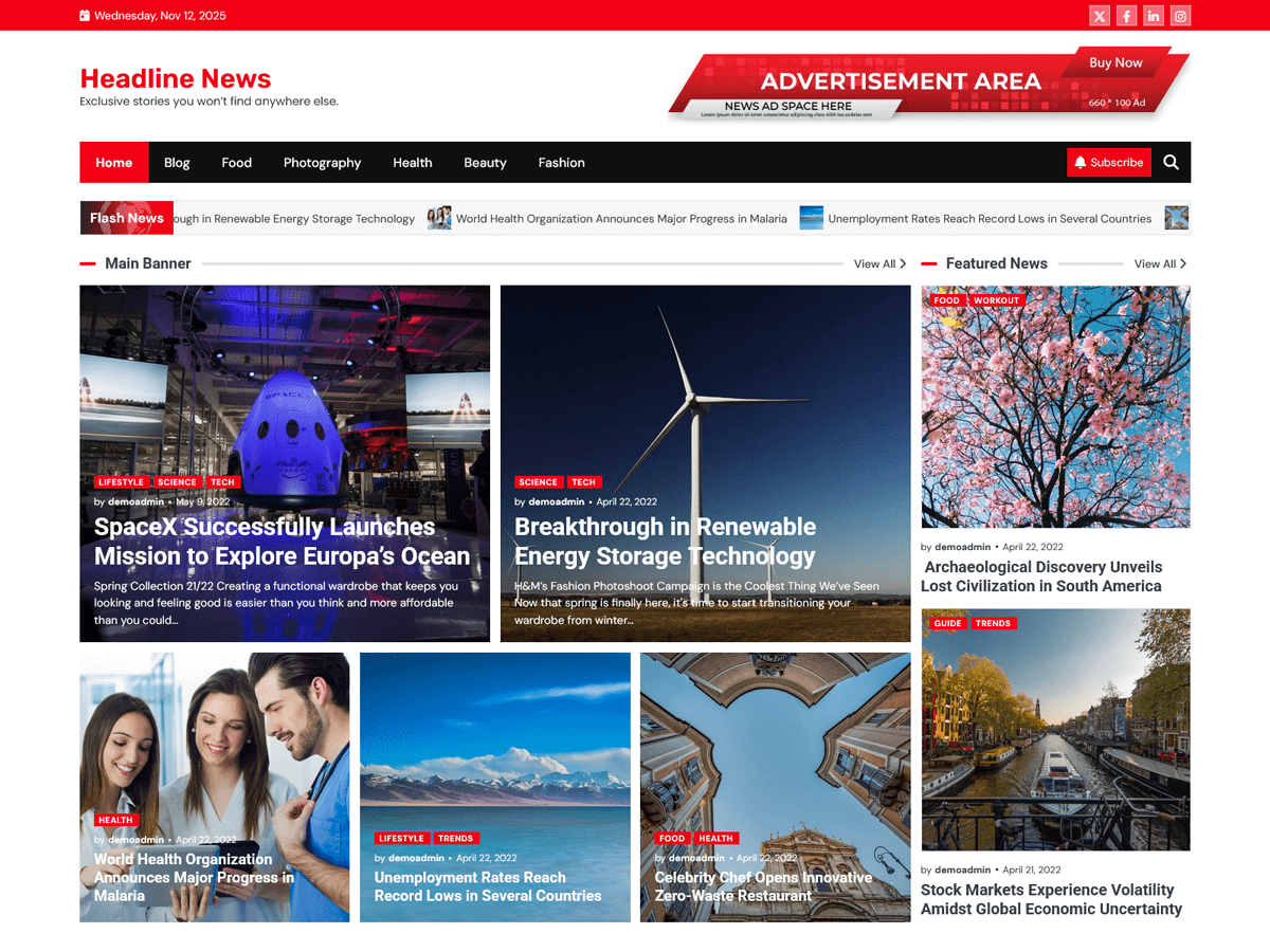 Headline News theme screenshot