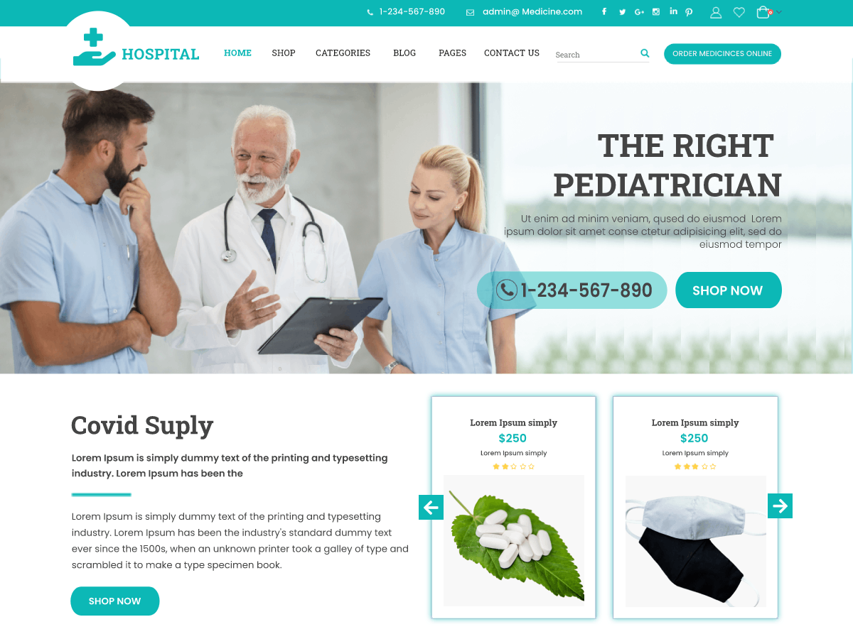 Health Care Hospital theme screenshot