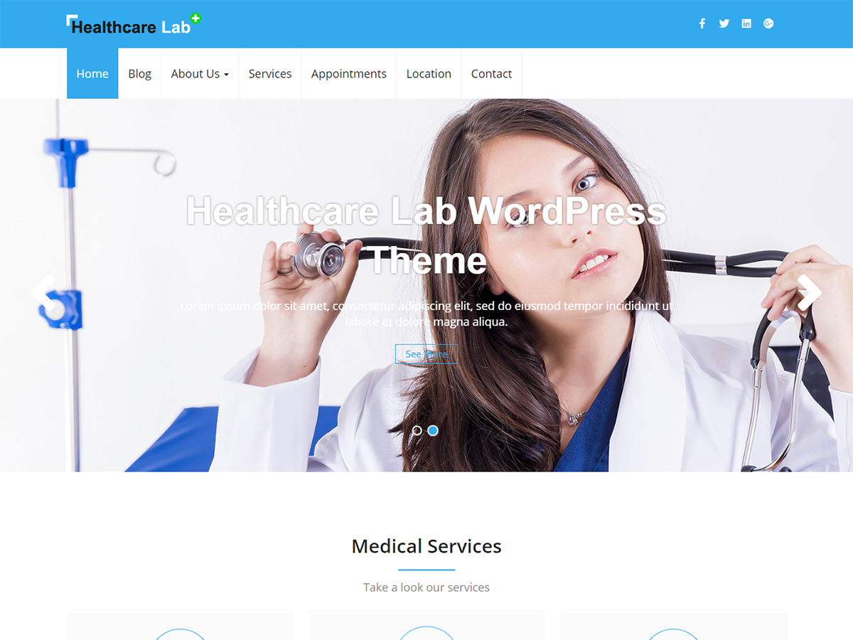 Healthcare Lab theme screenshot