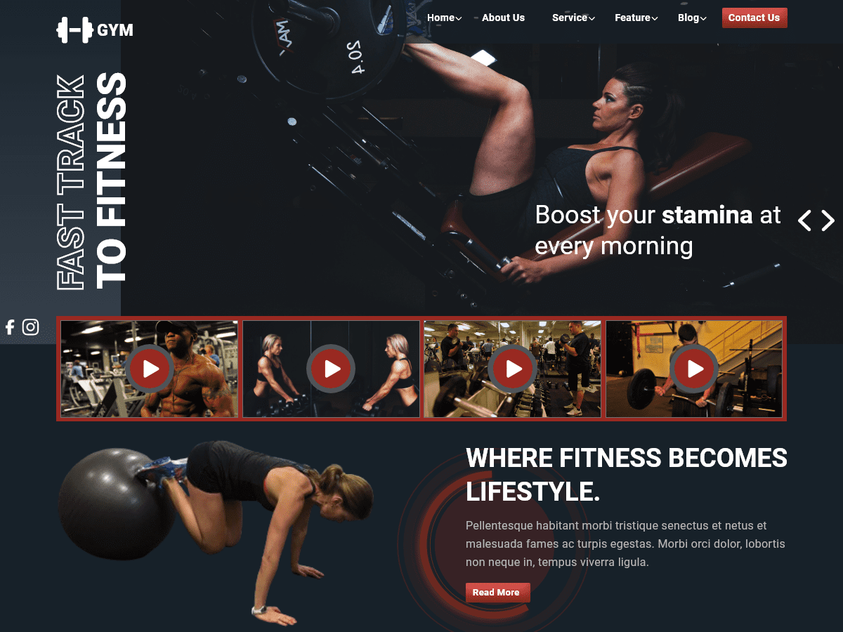 Healthy Fitness Gym theme screenshot