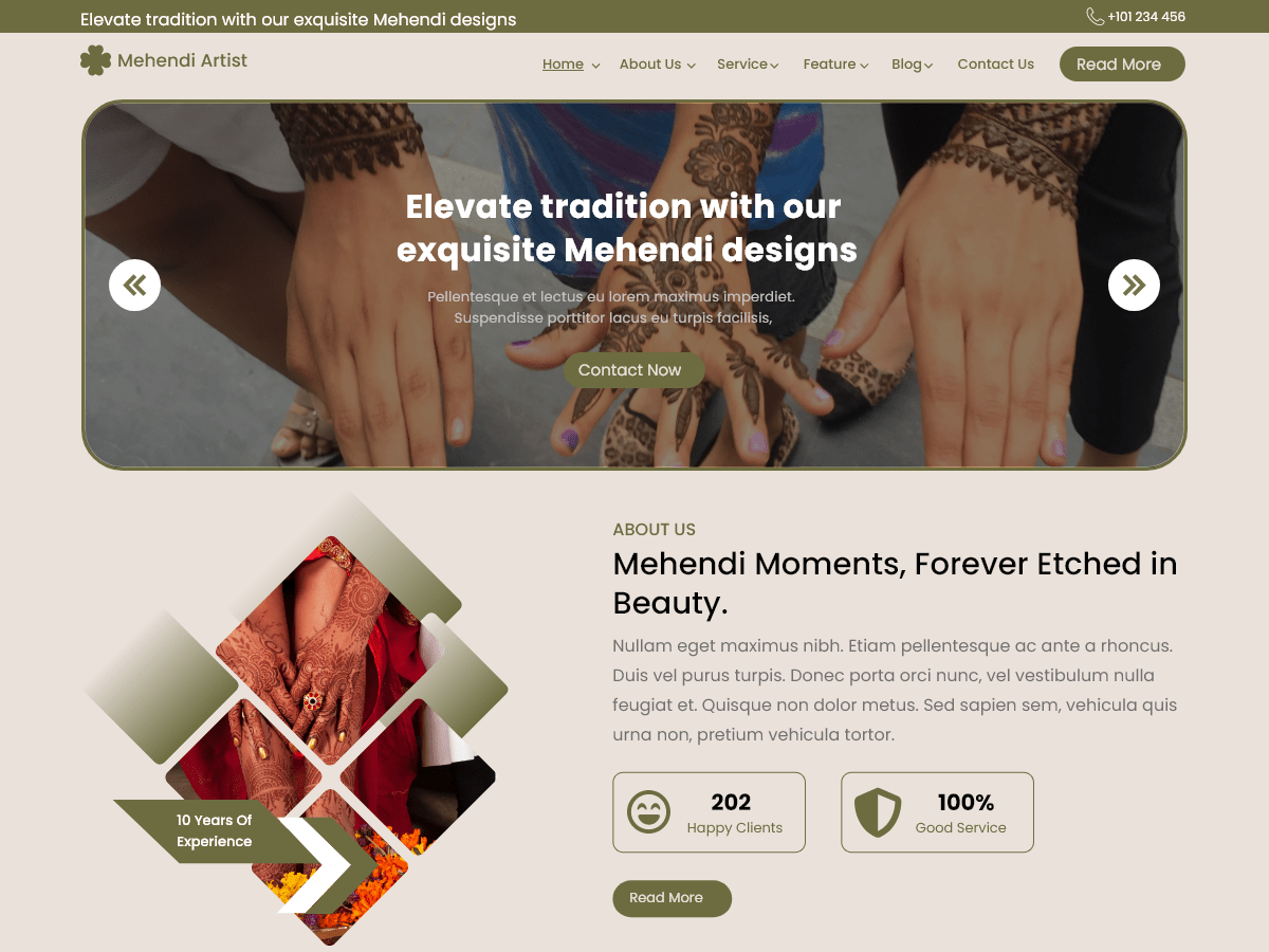 Heena Mehndi Artist theme screenshot
