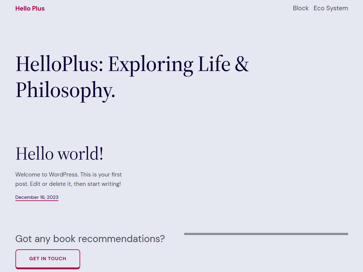 Hello Plus theme screenshot