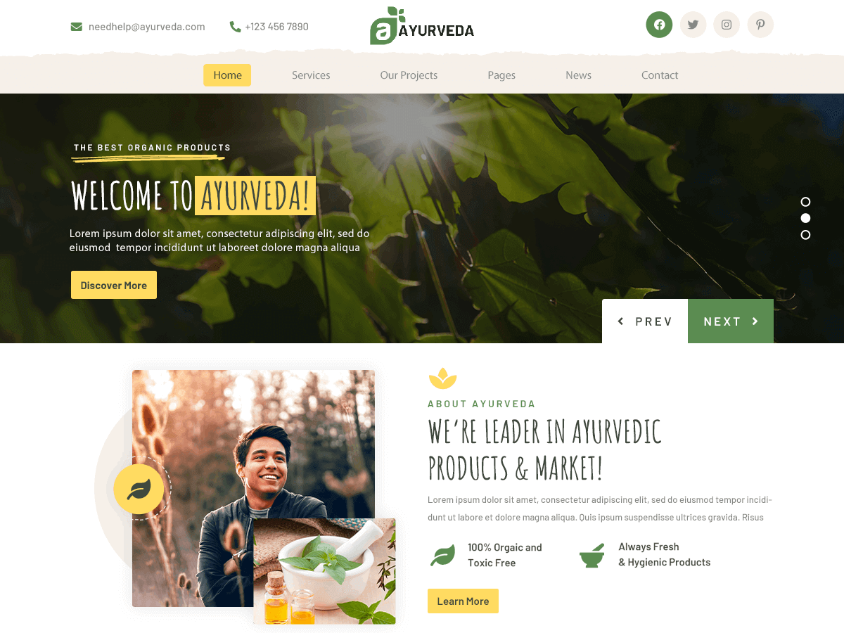 Herbal Ayurveda theme screenshot