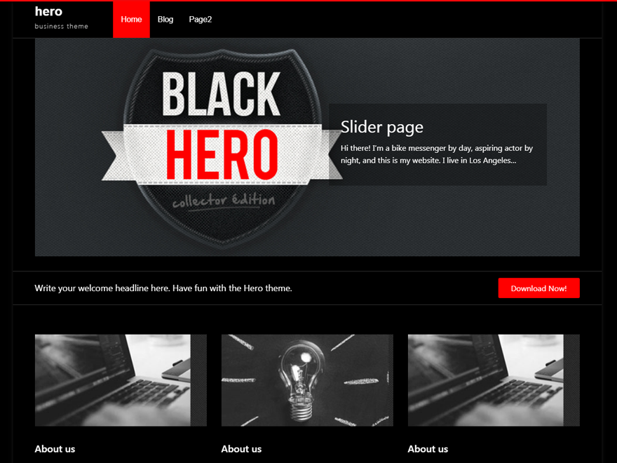 Hero theme screenshot