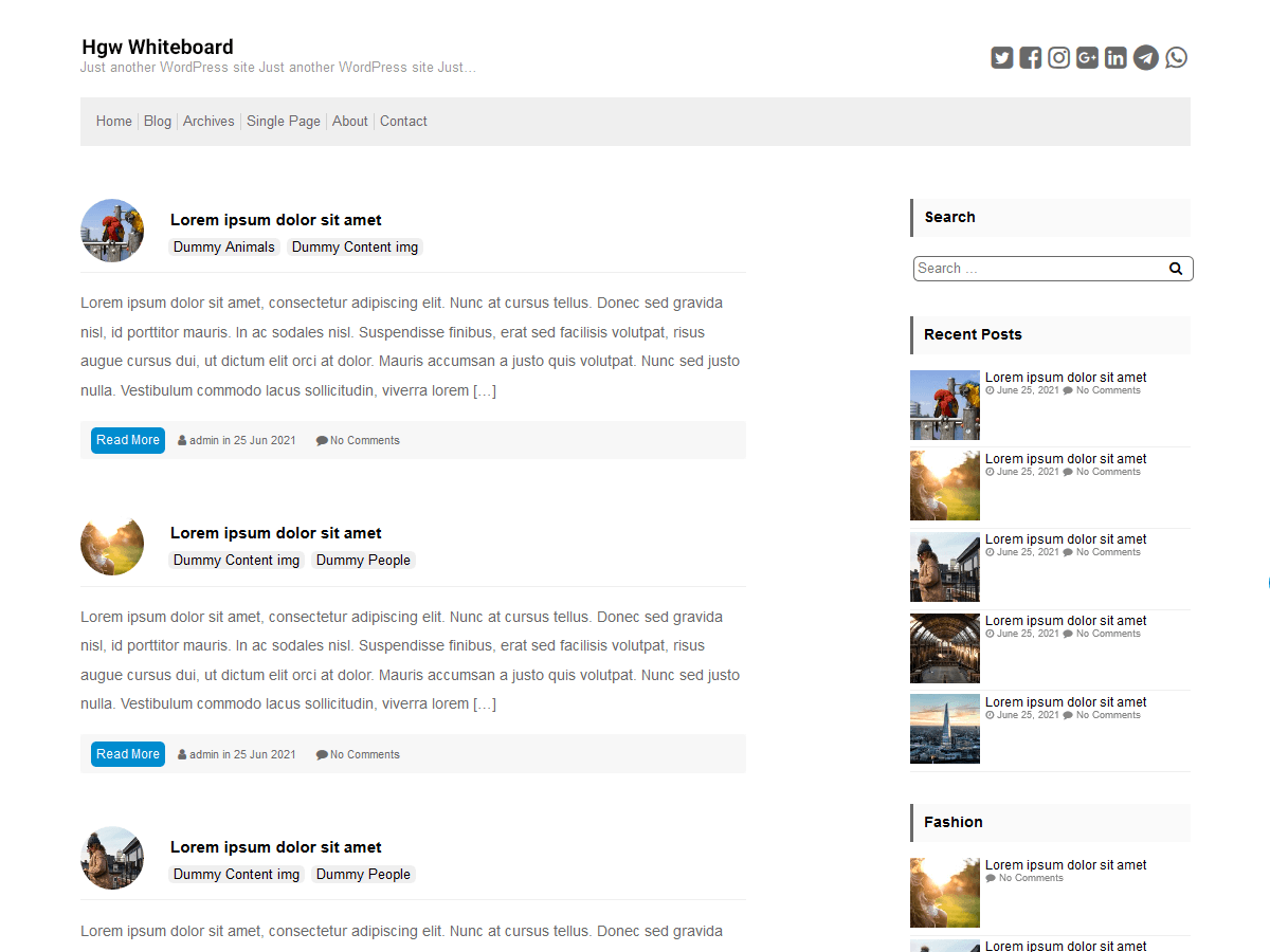 HGW Whiteboard theme screenshot