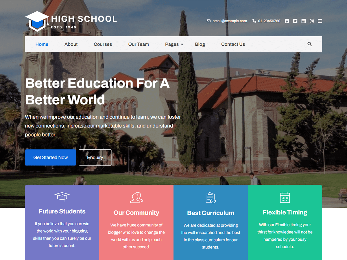 High School theme screenshot