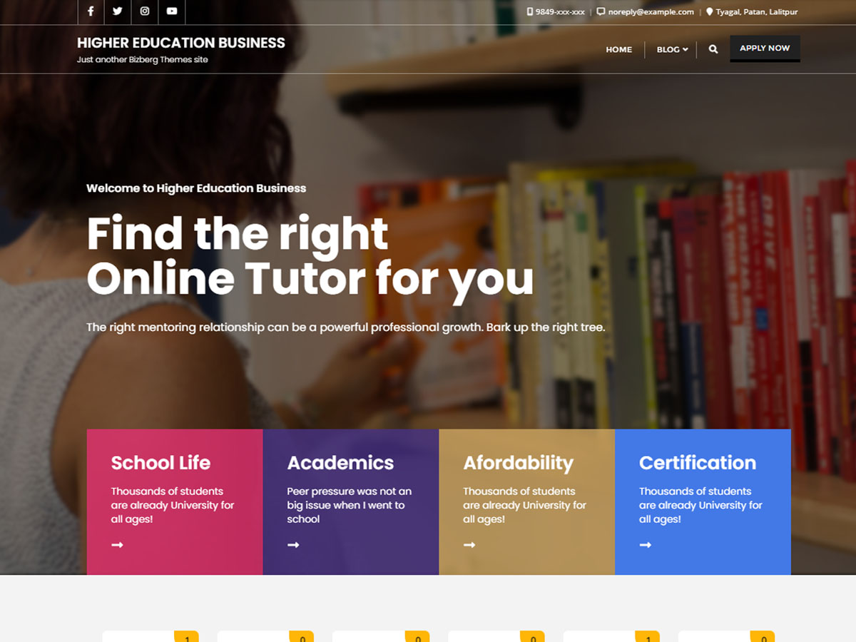 Higher Education Business theme screenshot