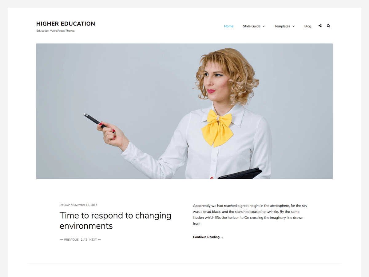 Higher Education theme screenshot