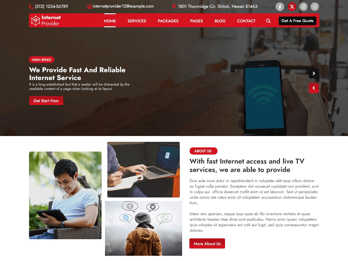 Home Internet Provider theme screenshot