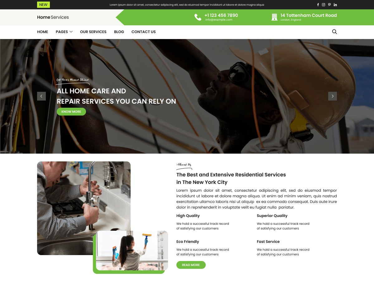 Home Services Blocks theme screenshot