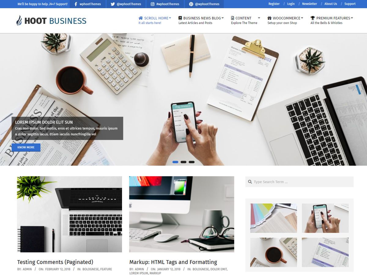 Hoot Business theme screenshot