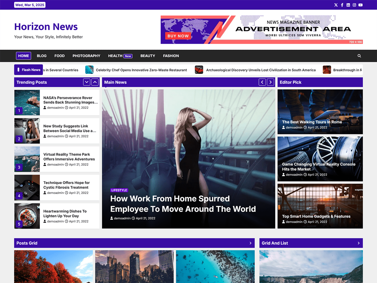 Horizon News theme screenshot