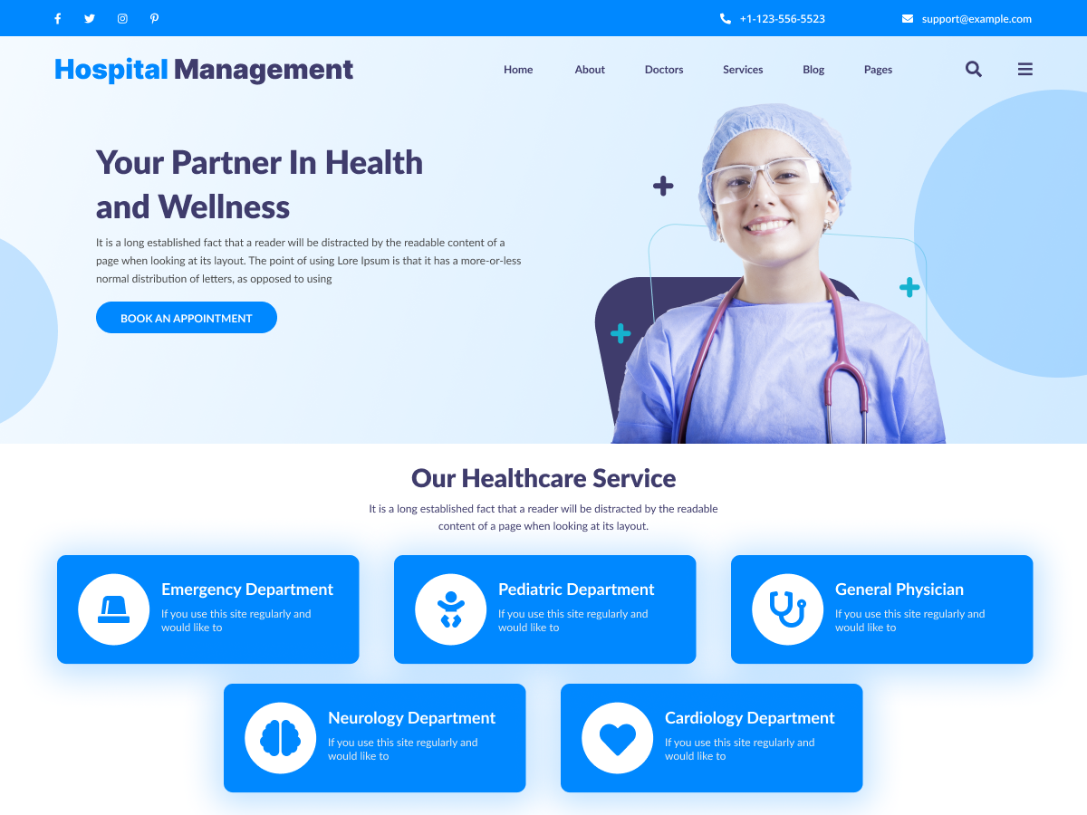 Hospital Management theme screenshot