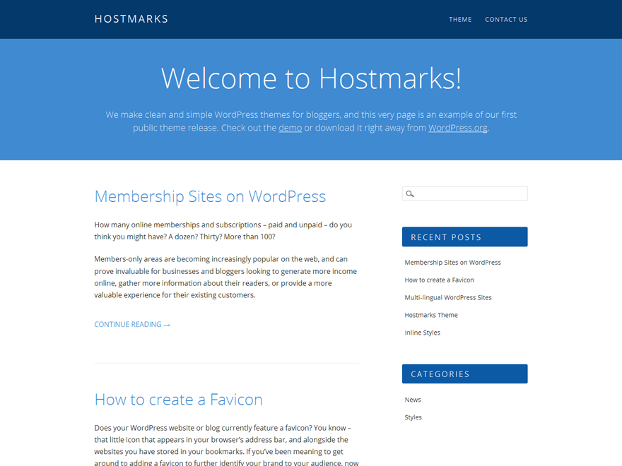 Hostmarks theme screenshot