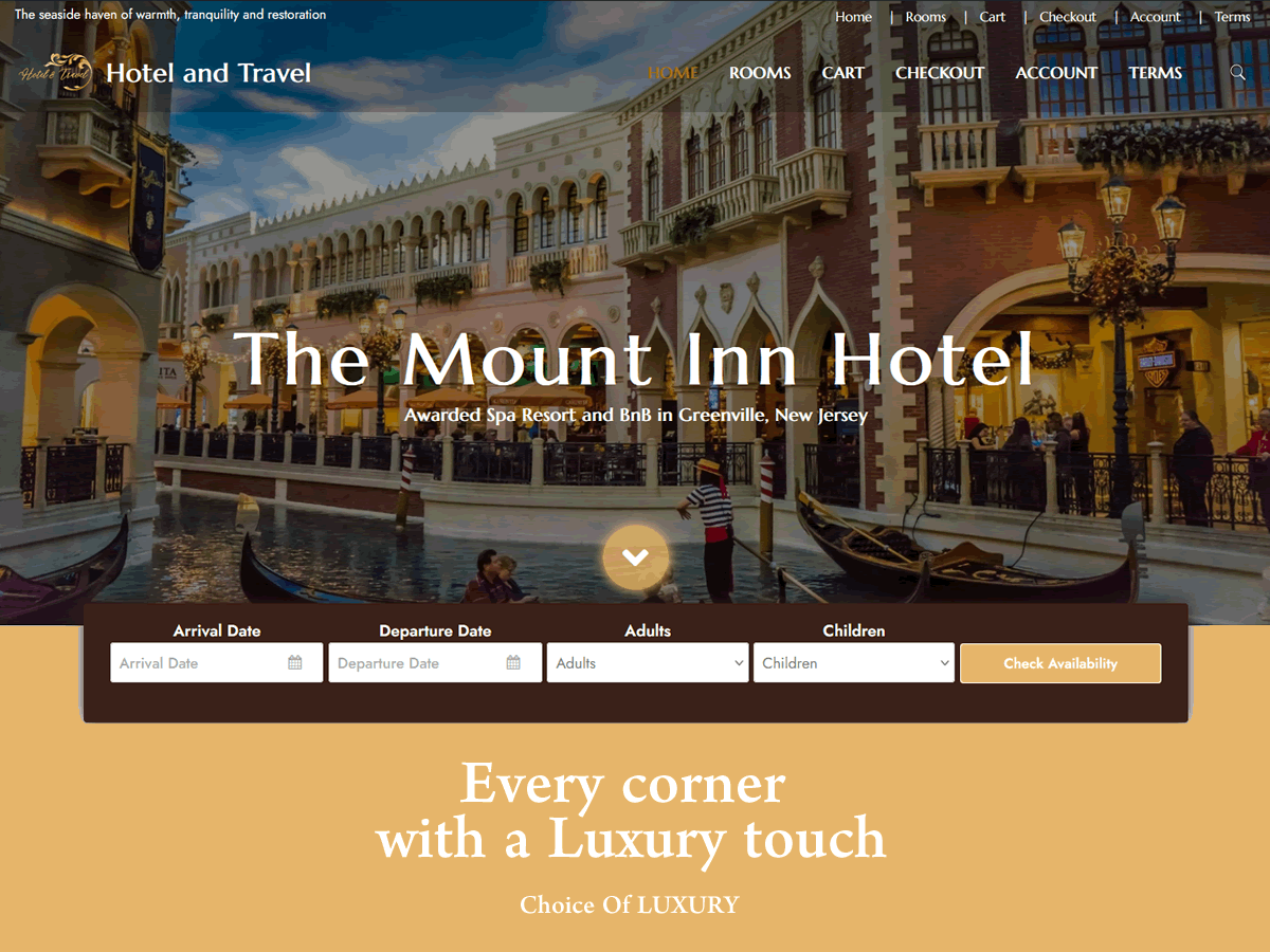 Hotel and Travel theme screenshot