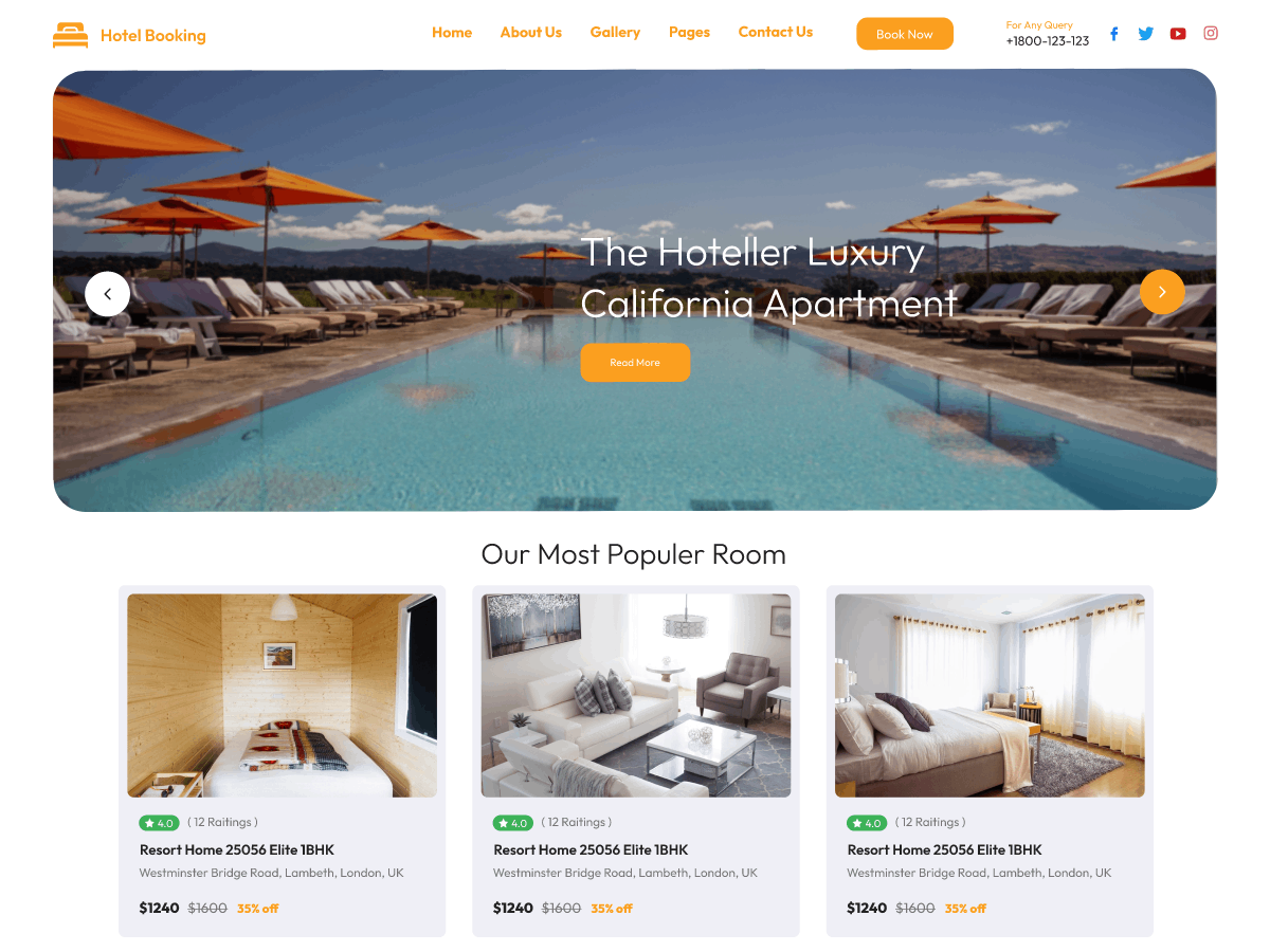 Hotel Booking Lite theme screenshot