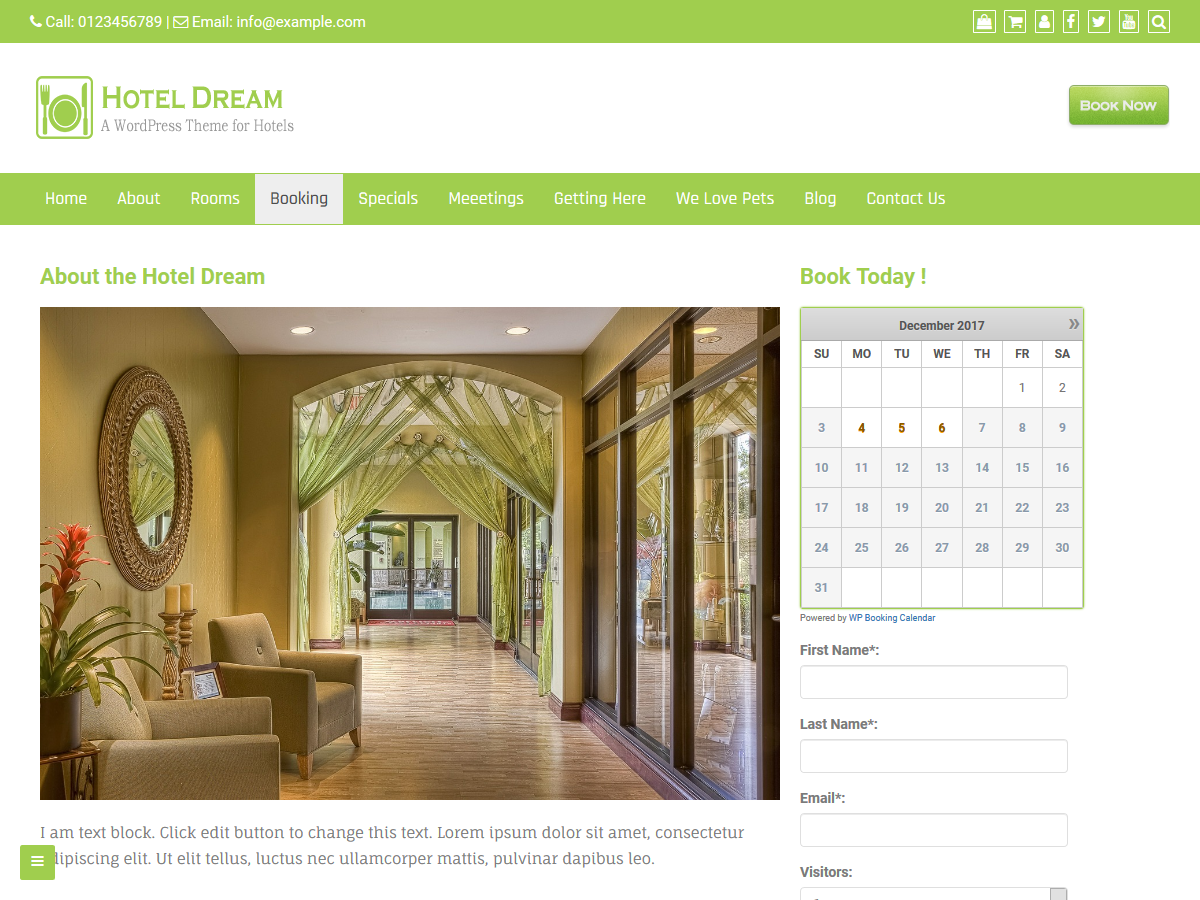 Hotel Dream theme screenshot