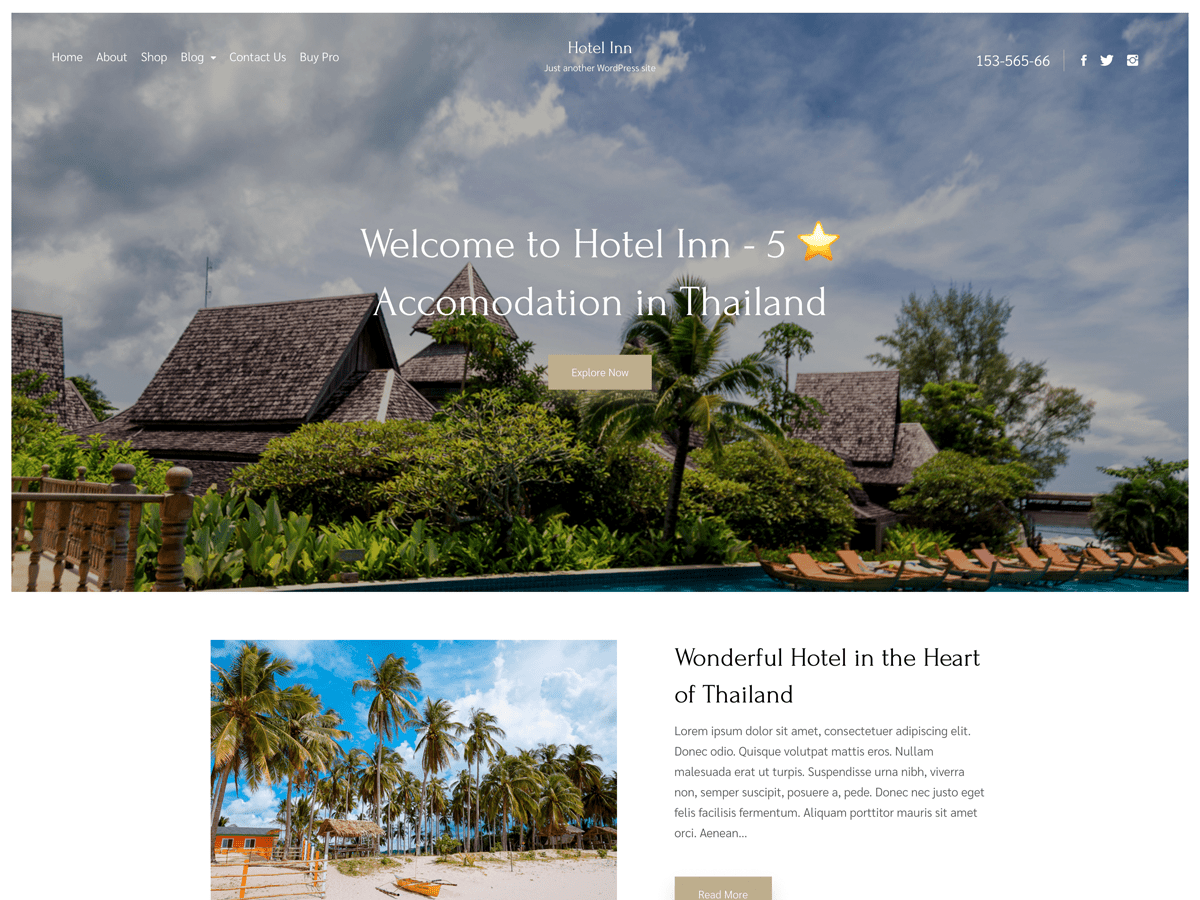 Hotel Inn theme screenshot