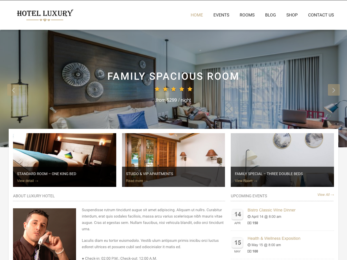 Hotel Luxury theme screenshot